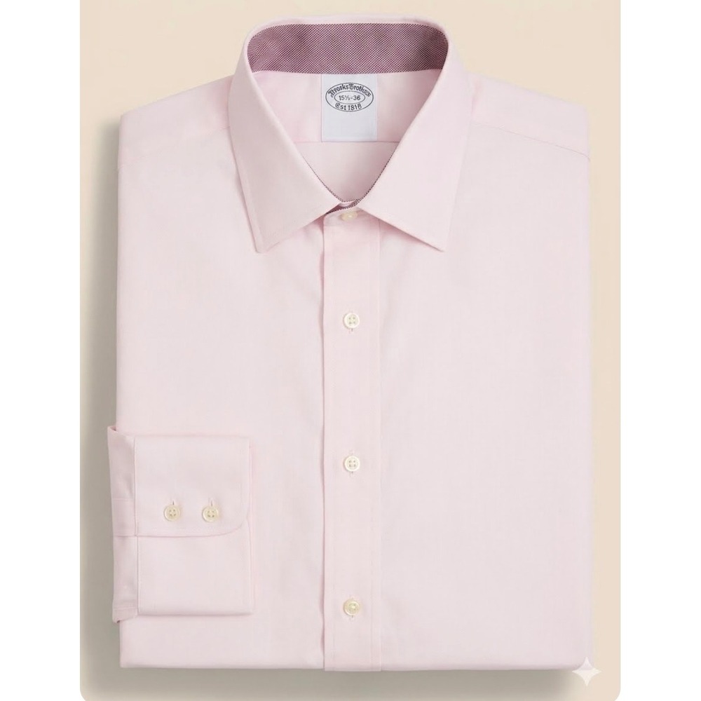 Brooks Brothers Dress Shirt Mens 17-36 Pink Regent Non-Iron Supima Cotton 4101